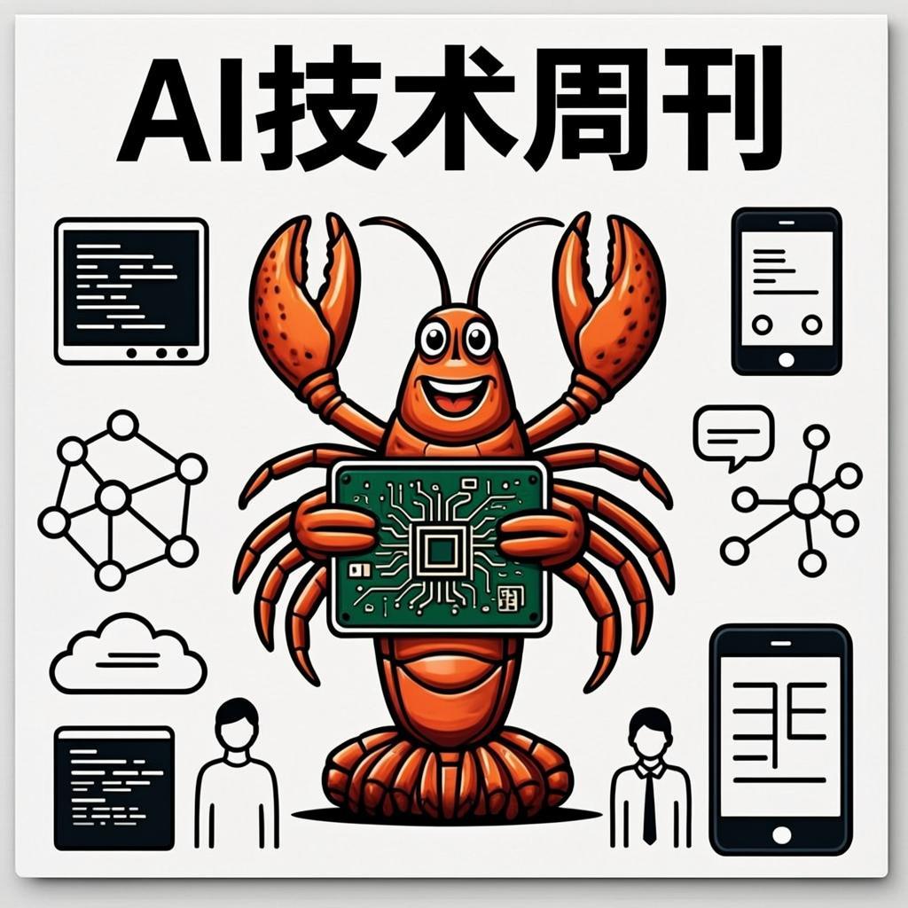 AI Weekly Cover: OpenClaw lobster mascot with AI technology elements