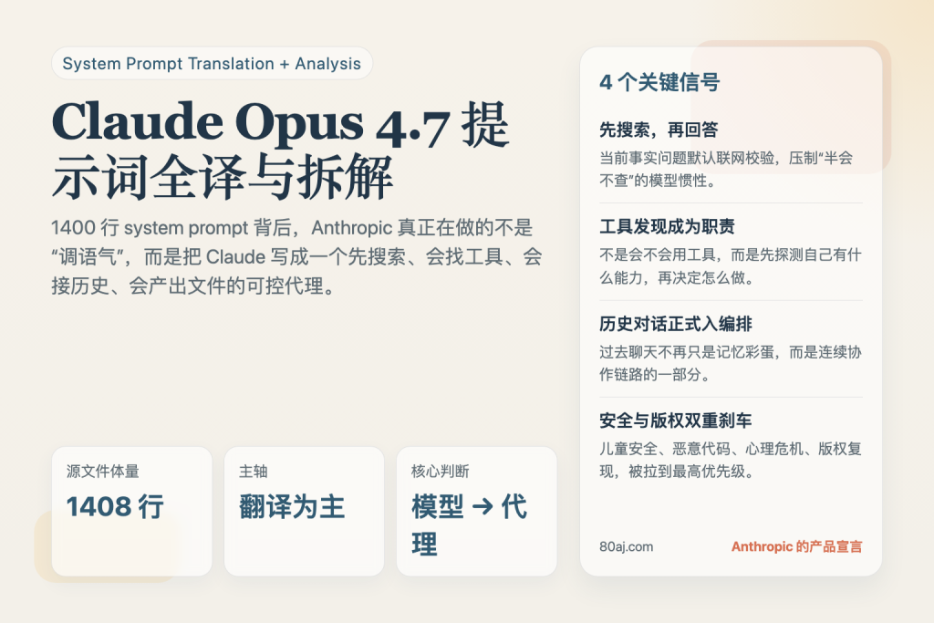 Claude Opus 4.7 系统提示词完整对照翻译：先给全文翻译，再谈这套设计的优缺点