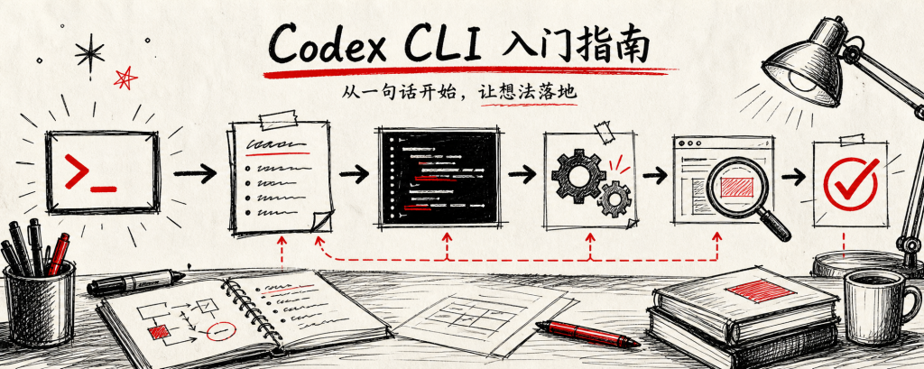 Codex CLI：从提示到交付的工作流示意图