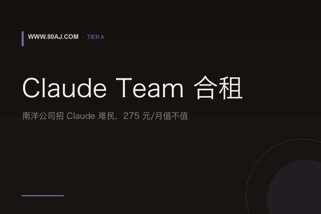 Claude Team 合租：南洋公司招 Claude 难民，275 元/月值不值-IT资源栈