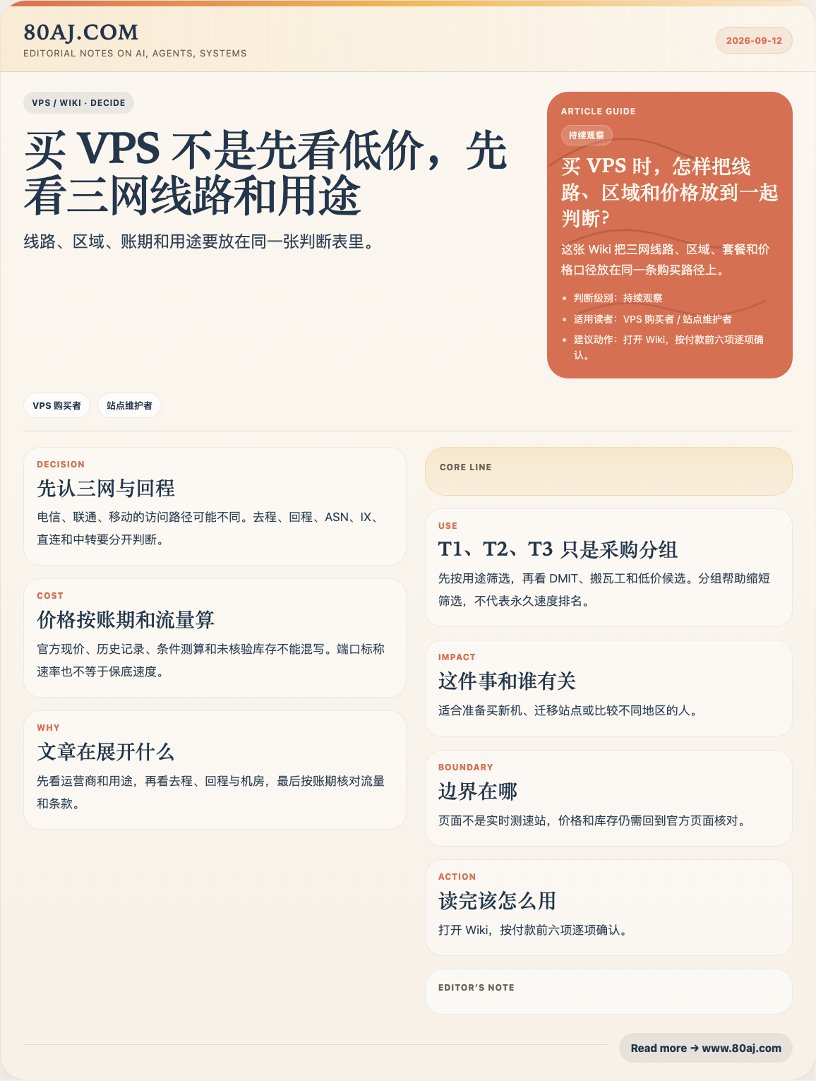 买 VPS 不是先看低价,先看三网线路和用途 日报图文