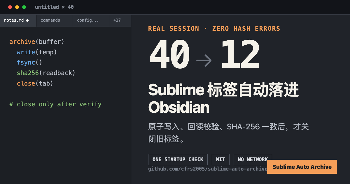 我把 40 个 Sublime 标签缩到 12 个，插件开源了 日报图文